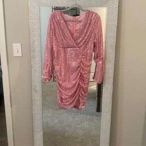 Pink Sequin Mini Dress